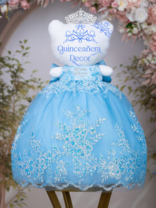 Light Blue Silver Muneca Cat for Quinceanera