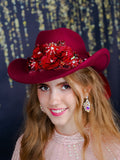 Burgundy with Bow Quinceanera Tejana Hat