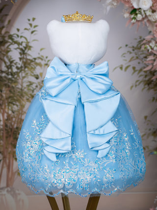 Light Blue Gold Muneca Cat for Quinceanera