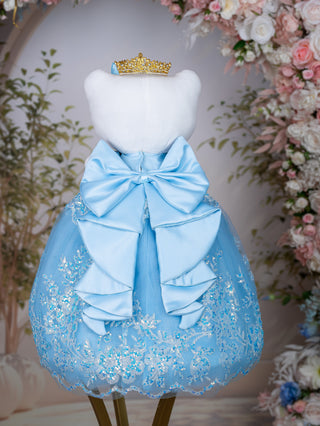 Light Blue Gold Muneca Cat for Quinceanera