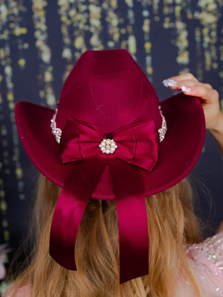 Burgundy with Bow Quinceanera Tejana Hat