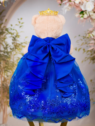 Royal Blue Gold Tan Teddy Bear for Quinceanera