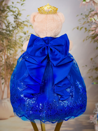 Royal Blue Gold Tan Teddy Bear for Quinceanera