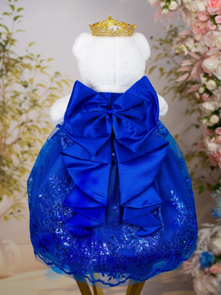 Royal blue Gold last teddy bear for quinceanera