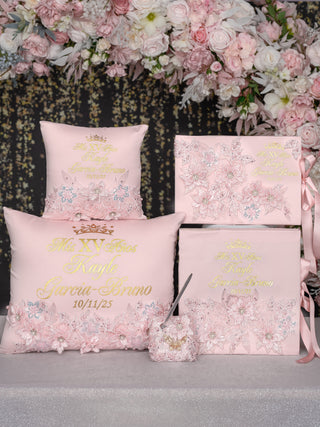 Blush quinceanera tiara pillow