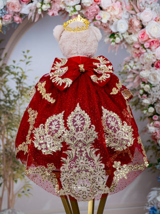 Wine Red Tan Teddy Bear for Quinceanera