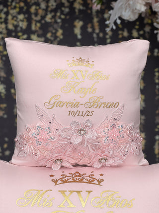Blush quinceanera tiara pillow