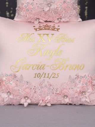 Blush quinceanera tiara pillow