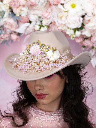 Champagne Pink quinceanera cowgirl hat