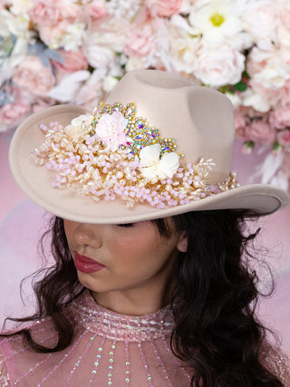 Champagne Pink quinceanera cowgirl hat