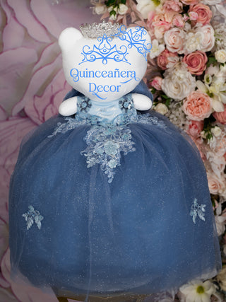 Dusty Blue with Bow Kitty quinceanera dress
