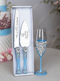 Ice blue quinceanera brindis package with bottle and candle