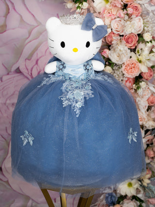 Dusty Blue with Bow Kitty quinceanera dress