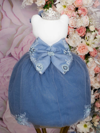 Dusty Blue silver quinceanera bouquet 9 inches