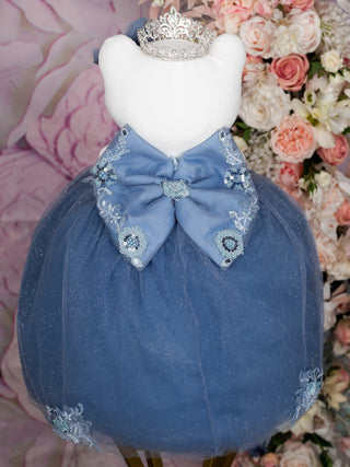 Dusty Blue with Bow Kitty quinceanera dress