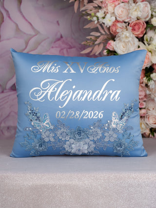 Dusty Blue silver quinceanera bouquet 9 inches