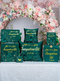 Green Gold quinceanera pillows set