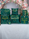 Green Gold quinceanera pillows set