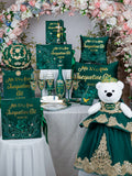 Green Gold Quinceanera mega package with Teddy Bear