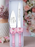 Pink  Quinceanera cake knife and server