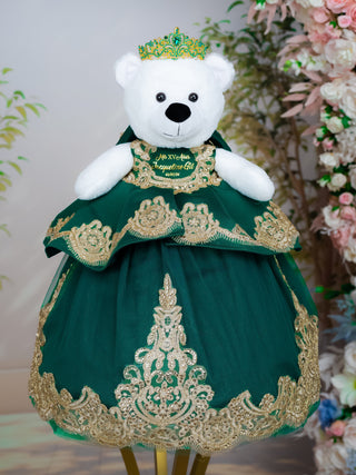 Green with Bow Teddy Bear for quinceanera