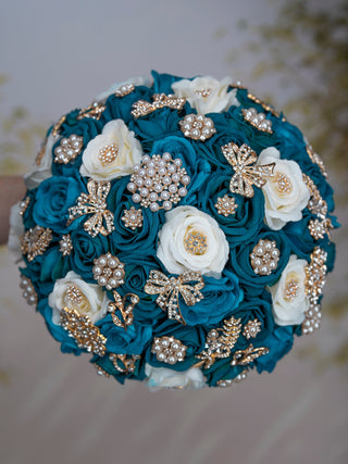 Teal Quinceanera Bouquet 9 inches