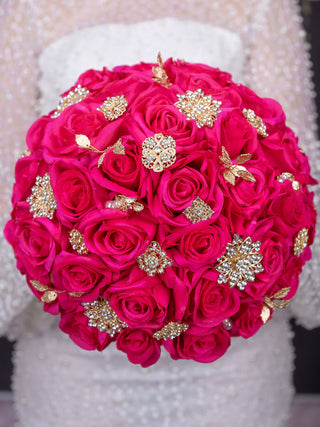 Magenta quinceanera bouquet 9 inches