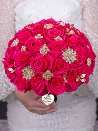 Magenta quinceanera bouquet 9 inches