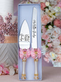 Сhampagne pink cake knife and server