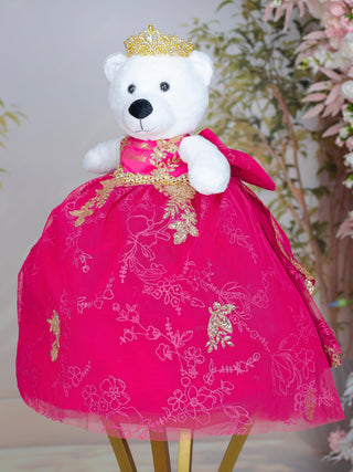 Fuchsia Gold Teddy Bear for quinceanera