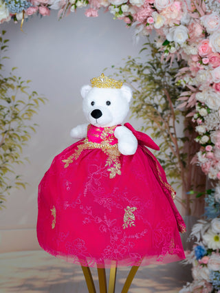 Fuchsia Gold Teddy Bear for quinceanera
