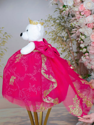 Fuchsia Gold Teddy Bear for quinceanera