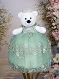 Sage Green Quinceanera Bear with dress
