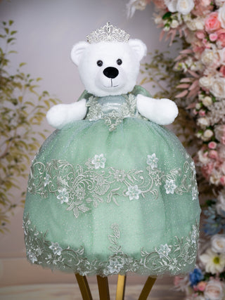 Sage Green Quinceanera Bear with dress