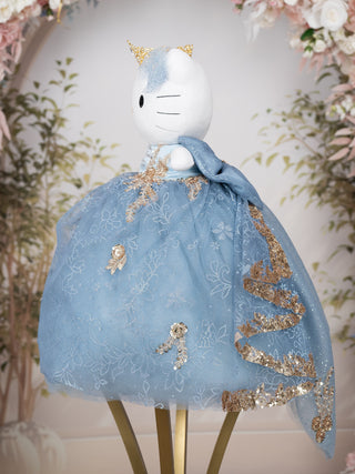 Slate Blue Gold Kitty for Quinceanera