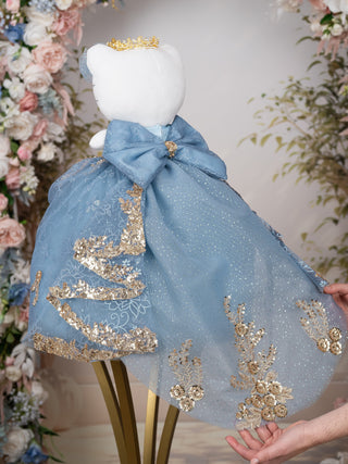 Slate Blue Gold Kitty for Quinceanera