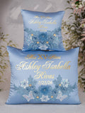Slate Blue Gold Quinceanera theme pillows set, guest book with album de fotos