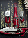 Burgundy Black mask Quinceanera bible, rosary and guest book