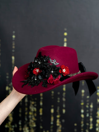 Burgundy Black Quinceanera Vaquero