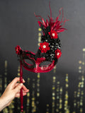 Burgundy Black Quinceanera masquerade mask