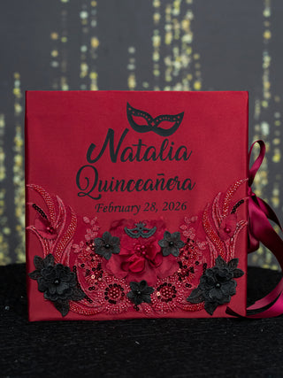 Burgundy Black mask Quinceanera package 2