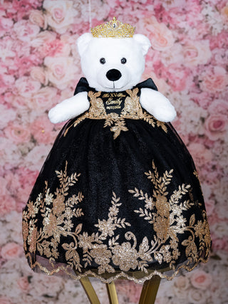 Black with bow teddy bear for Quinceanera