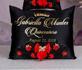 Black Red with Bow quinceanera kneeling pillow, shoes pillow
