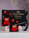 Black Red with Bow Quinceanera Bottle with 4 Glasses