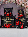 Black Red with Bow Quinceanera theme cake knife set with 1 glass