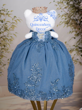 Slate Blue with Bow Last Muneca for Quinceanera