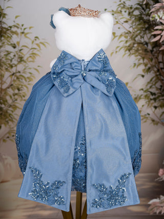 Slate Blue with Bow Last Muneca for Quinceanera
