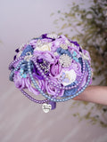 Lilac Dusty Blue quinceanera bouquet 13 inches