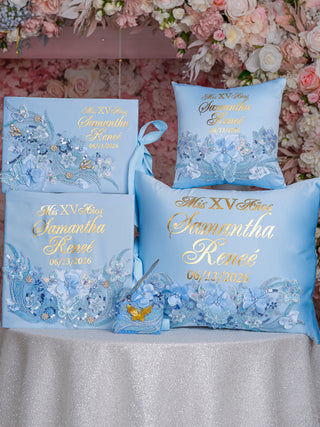 Light Blue Gold Quinceanera theme package 1
