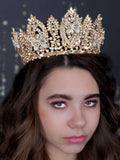 Big Gold Quinceanera Crown with butterflies